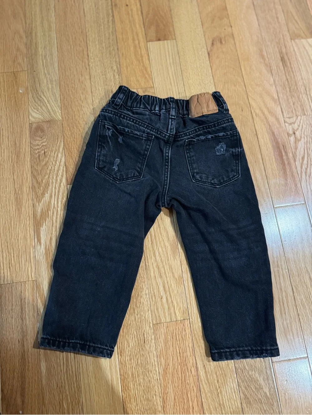 Zara Black Kids Denim Joggers with Faded Detail